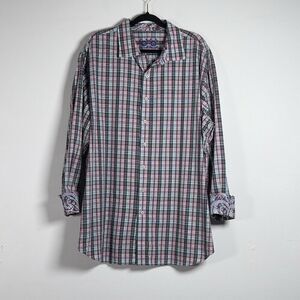Robert Graham Plaid Shirt Mens Sz 2XL Long Sleeve Flip Cuff Button Up